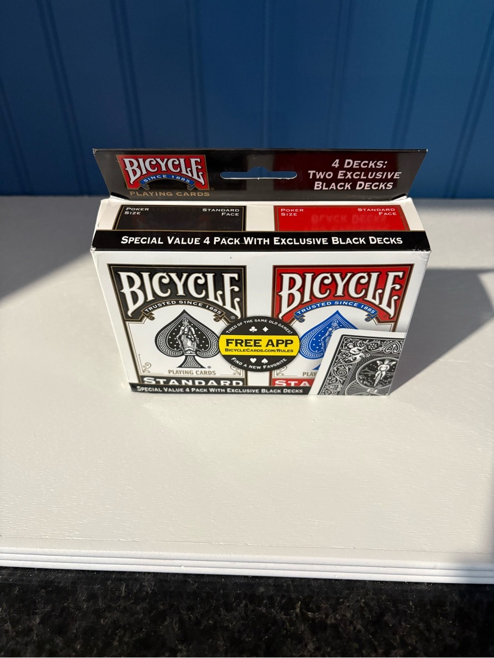 Playing Cards 4-Pack - White, Red, Black
